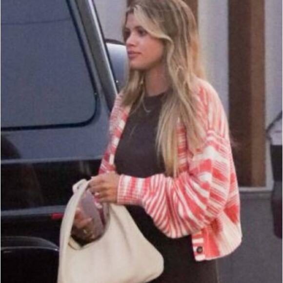 Ciao Lucia Varese Cotten Jacquard-Knit Cardigan in Blush Size Small - Picture 2 of 15